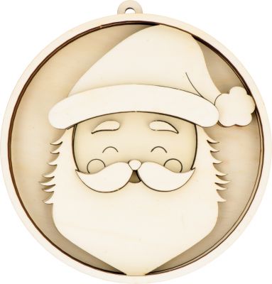 BOULE RELIEF BOIS PERE NOEL SANTA BABY