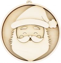 BOULE RELIEF BOIS PERE NOEL SANTA BABY