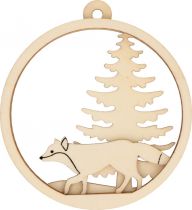 BOULE RELIEF EN BOIS RENARD HIVER ENCHANTE