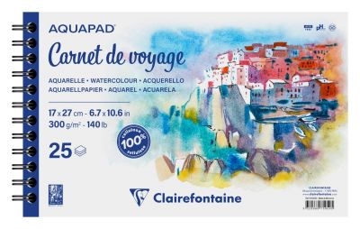 Carnet de Voyage aquarelle spiralé 20F A5 300g. - Clairefontaine