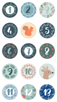 CHIFFRES AVENT RONDS  WOODSY CHRISTMAS 