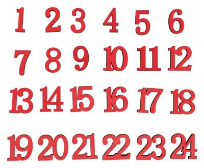 CHIFFRES CALENDRIER AVENT BOIS ROUGE