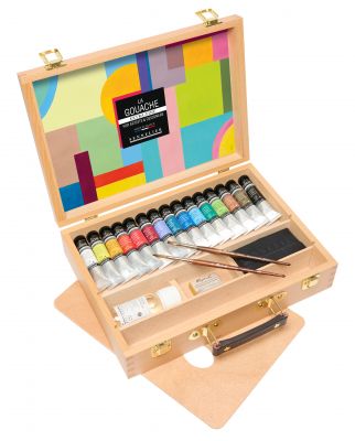 COFFRET BOIS \ LA GOUACHE\  SENNELIER 15 TUBE EXTRA-FINE 21ML 
