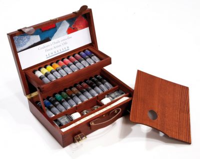 COFFRET BOIS 22 X 40ML HUILE EXTRA FINE SENNELIER