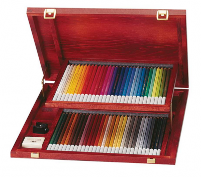 COFFRET BOIS 60 CRAYONS FUSAINS PASTELS CARBOTHELLO  
