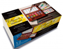 Coffret bois aquarelle XF 12 1/2 godets + 2 pinceaux Voyageur + 1 Monolith Cretacolor