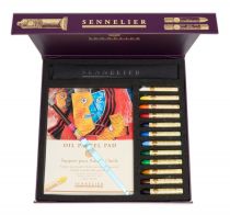 COFFRET MAGN&Eacute;TIQUE 12 PASTELS A L\'HUILE + ACCESSOIRES