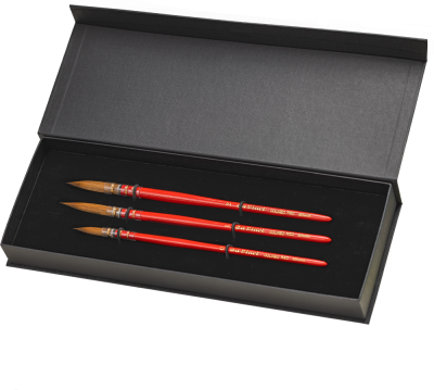 COLINEO RED pinceaux pour aquarelle en bo�te cadeau : 412RED-1, 442RED-0+2 
