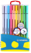 ColorParade 20 feutres de dessin STABILO Pen 68 boîtier turquoise - dt 10 pastel