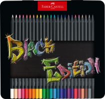 CRAYONS COULEURS BLACK EDITION BOITE METALLIQUE X 24 FABER CASTELL