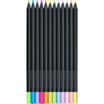 CRAYONS COULEURS BLACK EDITION NEON + PASTELS X 12 FABER CASTELL