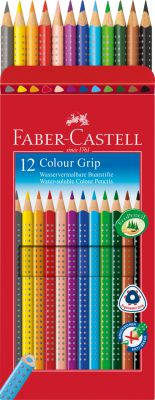 CRAYONS DE COULEUR GRIP AQUARELLABLES FABER CASTELL X 12 FABER