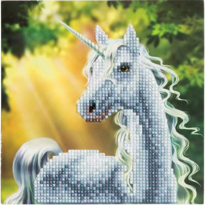 CRYSTAL ART KIT Carte � diamanter 18x18 LICORNE