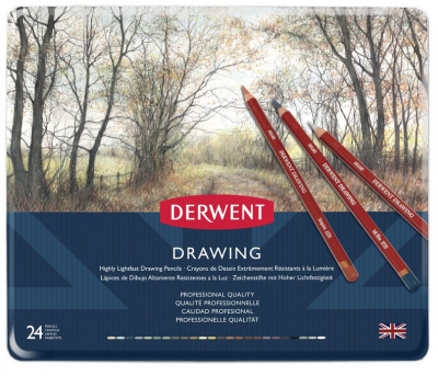 DERWENT - DRAWING - bo�te m�tal 24 crayons de couleur assortis