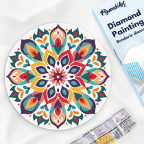 DIAMOND PAINTING SUR DISQUE EN BOIS MANDALA FLORAL