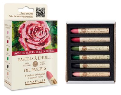 ETUI DECOUVERTE 6 PASTELS A L HUILE THEME ROSE EN FLEUR