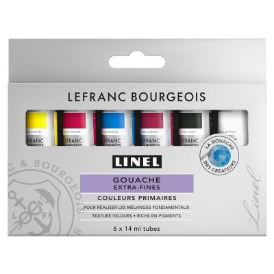 GOUACHE EXTRA-FINE LINEL 6X14ML SET COULEUR PRIMAIRE