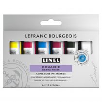 GOUACHE EXTRA-FINE LINEL 6X14ML SET COULEUR PRIMAIRE