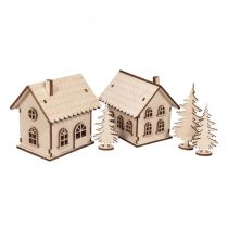 KIT EN BOIS 3 MAISONS ILLUMINEES A CONSTRUIRE
