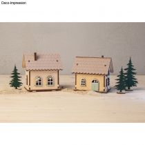 KIT EN BOIS 3 MAISONS ILLUMINEES A CONSTRUIRE