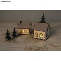 KIT EN BOIS 3 MAISONS ILLUMINEES A CONSTRUIRE