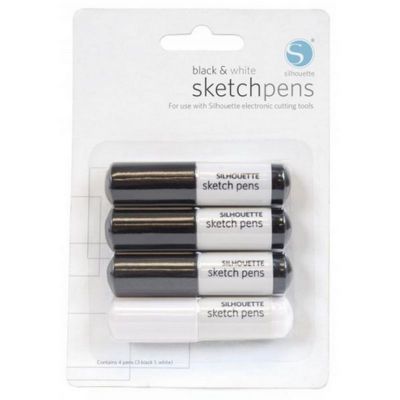 lot 4 stylos noirs et blancs silhouette