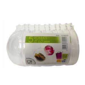 LOT 5 BOULES CRISTAL 6CM