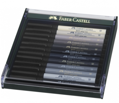 Lot de 12 artist pen brush Pitt - Gris