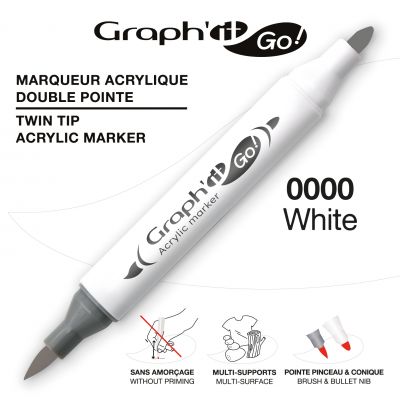 MARQUEUR ACRYLIQUE DOUBLE POINTE GRAPH\'IT GO - 0000 - WHITE