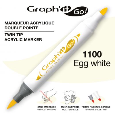 MARQUEUR ACRYLIQUE DOUBLE POINTE GRAPH\'IT GO - 1100 - EGG WHITE