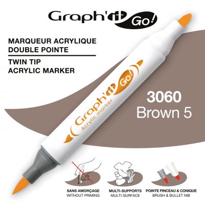 MARQUEUR ACRYLIQUE DOUBLE POINTE GRAPH\'IT GO - 3060 - BROWN 5