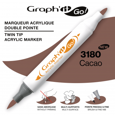 MARQUEUR ACRYLIQUE DOUBLE POINTE GRAPH\'IT GO - 3180 - CACAO