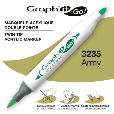 MARQUEUR ACRYLIQUE DOUBLE POINTE GRAPH\'IT GO - 3235 - ARMY