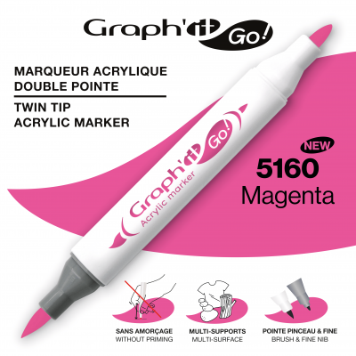 MARQUEUR ACRYLIQUE DOUBLE POINTE GRAPH\'IT GO - 5160 - MAGENTA