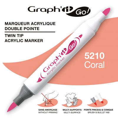 MARQUEUR ACRYLIQUE DOUBLE POINTE GRAPH\'IT GO - 5210 - CORAL