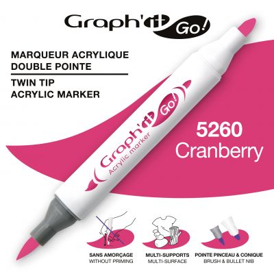 MARQUEUR ACRYLIQUE DOUBLE POINTE GRAPH\'IT GO - 5260 - CRANBERRY