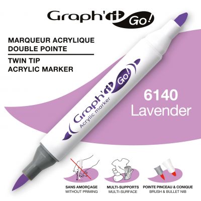 MARQUEUR ACRYLIQUE DOUBLE POINTE GRAPH\'IT GO - 6140 - LAVENDER