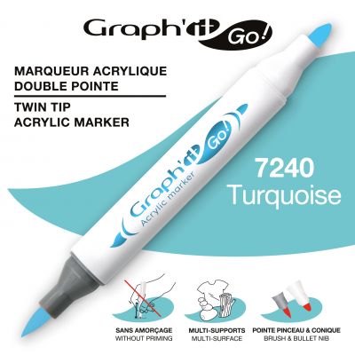 MARQUEUR ACRYLIQUE DOUBLE POINTE GRAPH\'IT GO - 7240 - TURQUOISE