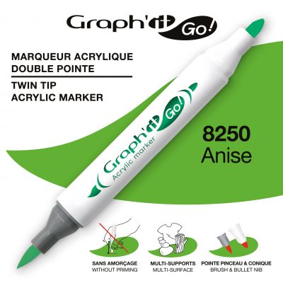 MARQUEUR ACRYLIQUE DOUBLE POINTE GRAPH\'IT GO - 8250 - ANISE
