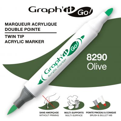 MARQUEUR ACRYLIQUE DOUBLE POINTE GRAPH\'IT GO - 8290 - OLIVE