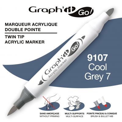 MARQUEUR ACRYLIQUE DOUBLE POINTE GRAPH\'IT GO - 9107 - COOL GREY 7