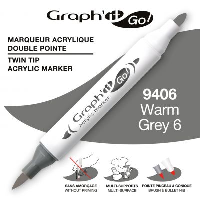 MARQUEUR ACRYLIQUE DOUBLE POINTE GRAPH\'IT GO - 9406 - WARM GREY 6