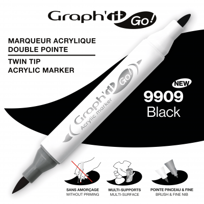 MARQUEUR ACRYLIQUE DOUBLE POINTE GRAPH\'IT GO - 9909 - BLACK