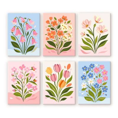 MINI SERIE PEINTURE NUMEROS -FLEURS PASTEL 6 X 15X20