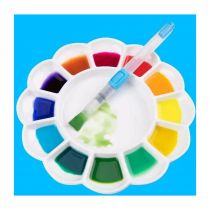 PALETTE PORCELAINE RONDE 12 GODETS MEEDEN 25,4x16cm 
