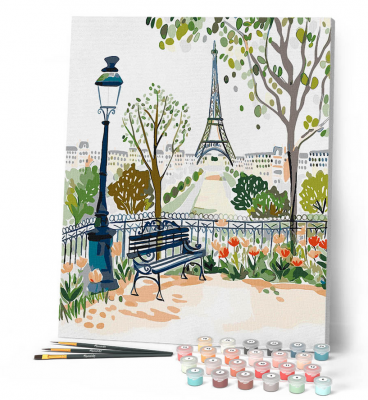 PEINTURE N� TOILE FIGURE D\'ART 40X50 AQUARELLE JARDIN PARIS
