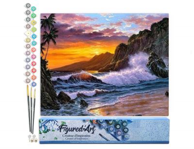 PEINTURE N� TOILE FIGURE D\'ART 40X50 FALAISE ET VAGUES