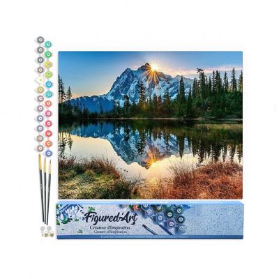 PEINTURE N� TOILE FIGURE D\'ART 40X50 LAC ET REFLET DE MONTAGNE
