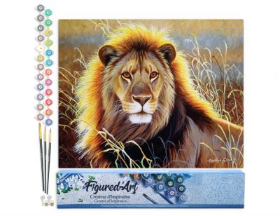 PEINTURE N� TOILE FIGURE D\'ART 40X50 LION DANS LA SAVANE