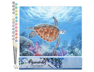 PEINTURE N� TOILE FIGURE D\'ART 40X50 TORTUE EN BALADE
